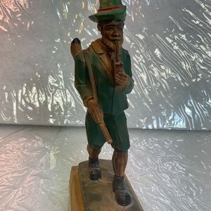 Handcrafted Wooden Bavarian Hunter Figurine